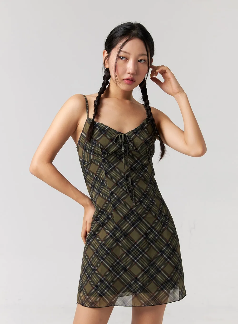 Checkered Camisole Mini Dress CG321