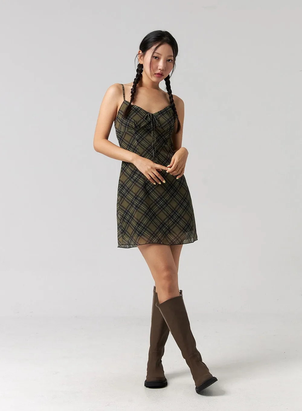 Checkered Camisole Mini Dress CG321