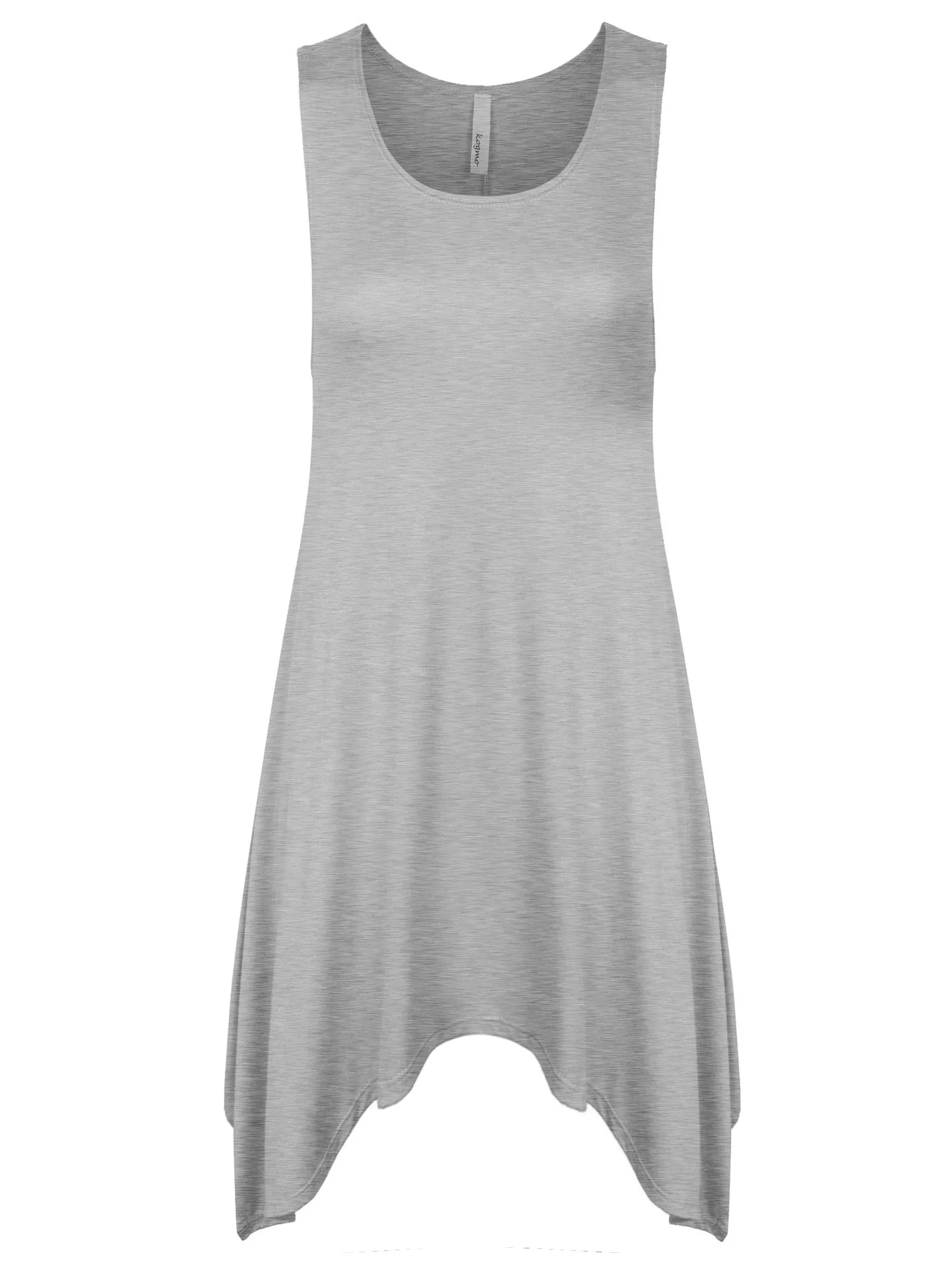 [Clearance] Womens Solid Sleeveless Shark Bite Loose Fit Trapeze Tunic Long Tank Top