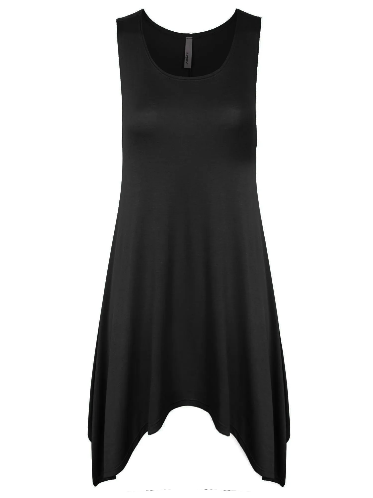 [Clearance] Womens Solid Sleeveless Shark Bite Loose Fit Trapeze Tunic Long Tank Top