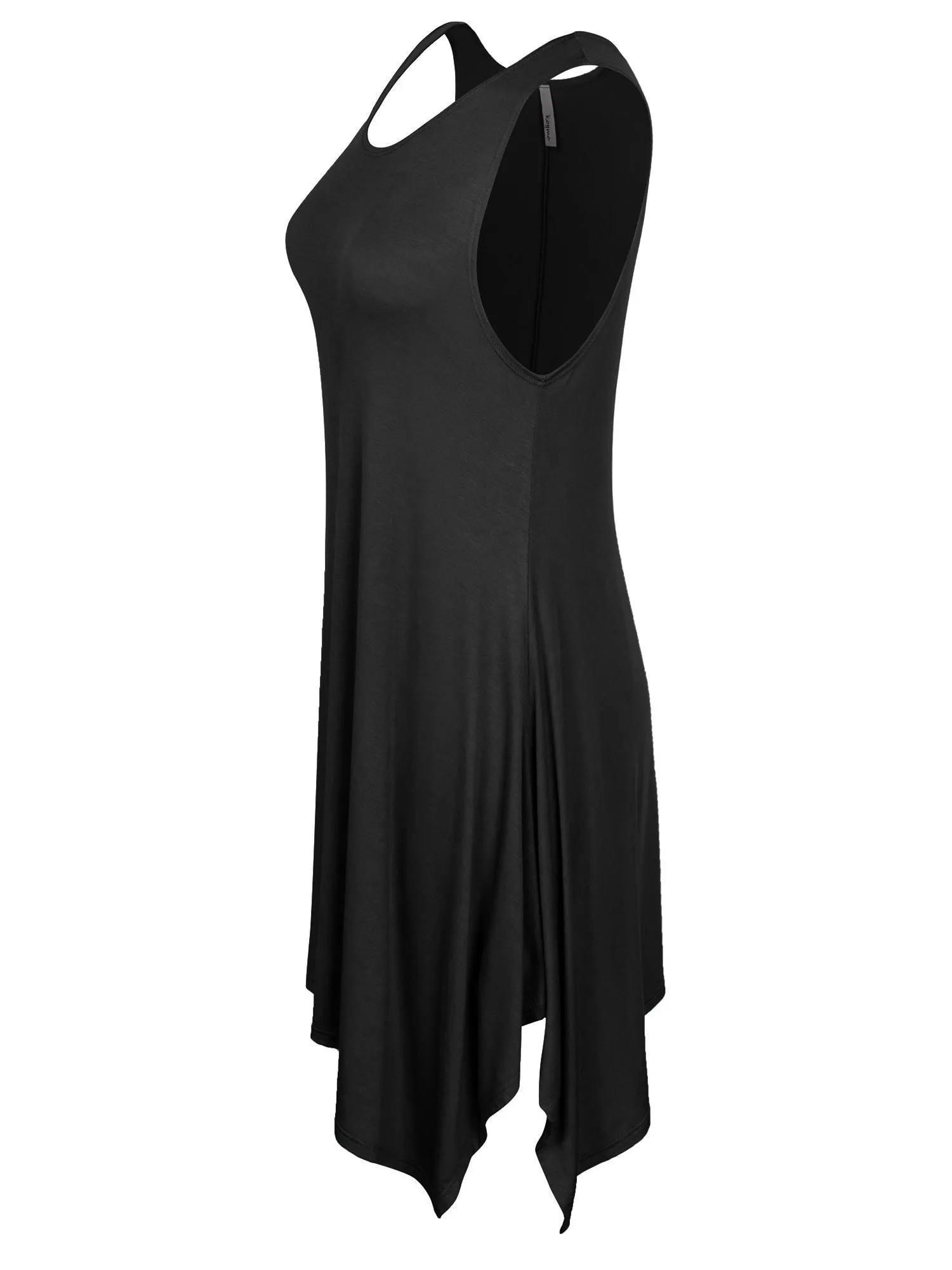 [Clearance] Womens Solid Sleeveless Shark Bite Loose Fit Trapeze Tunic Long Tank Top