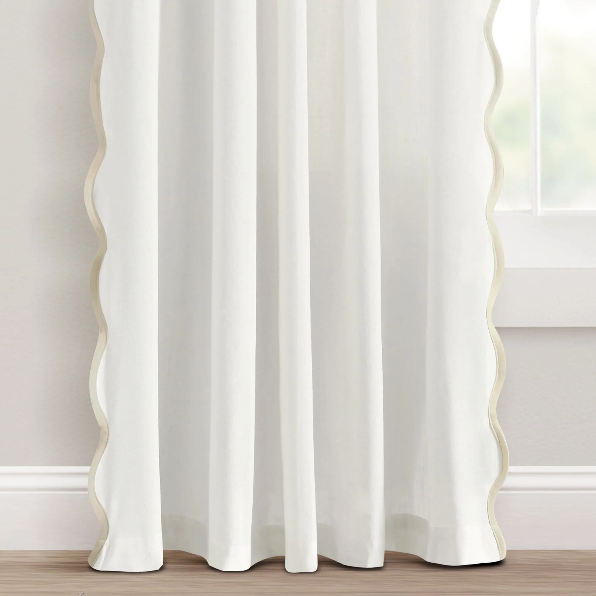 Coastal Chic Scalloped Edge Window Curtain Panel Set