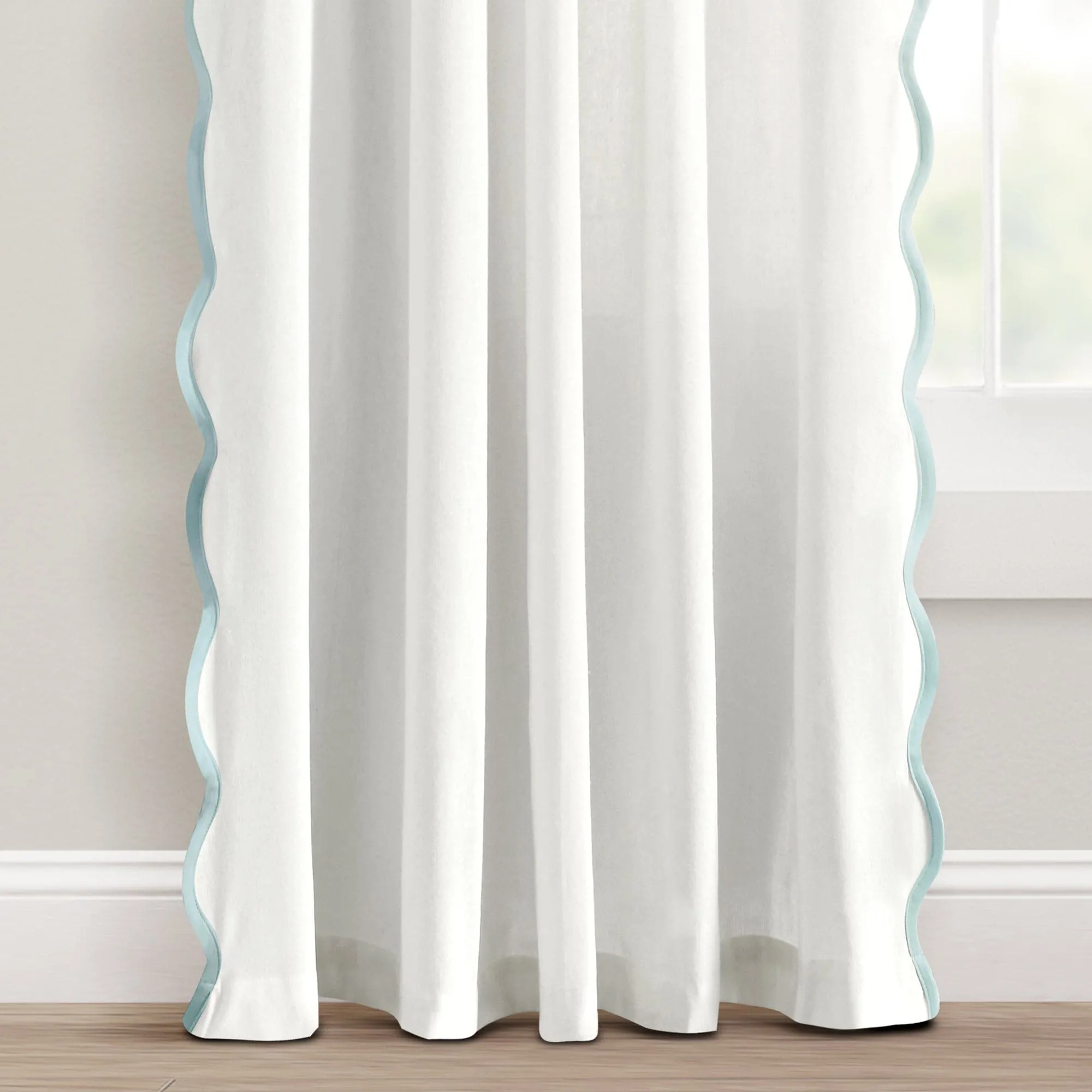 Coastal Chic Scalloped Edge Window Curtain Panel Set