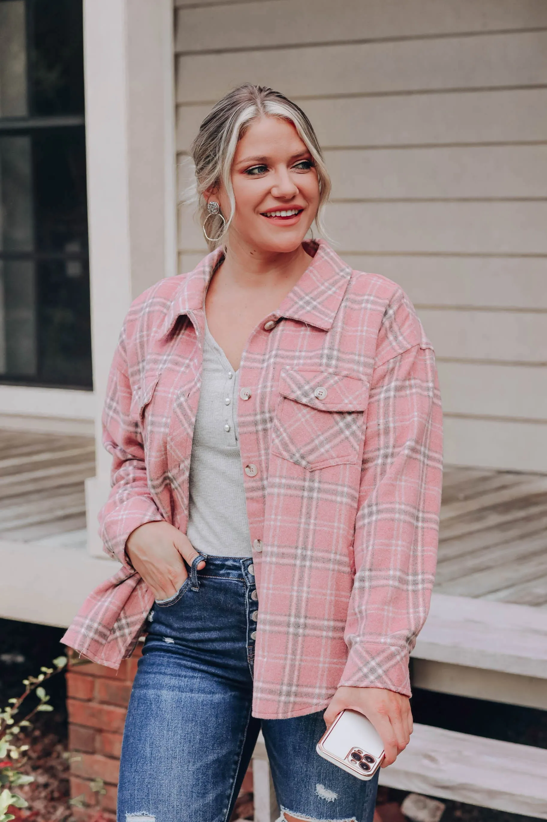 Color Me Pink Plaid Shacket - Final Sale