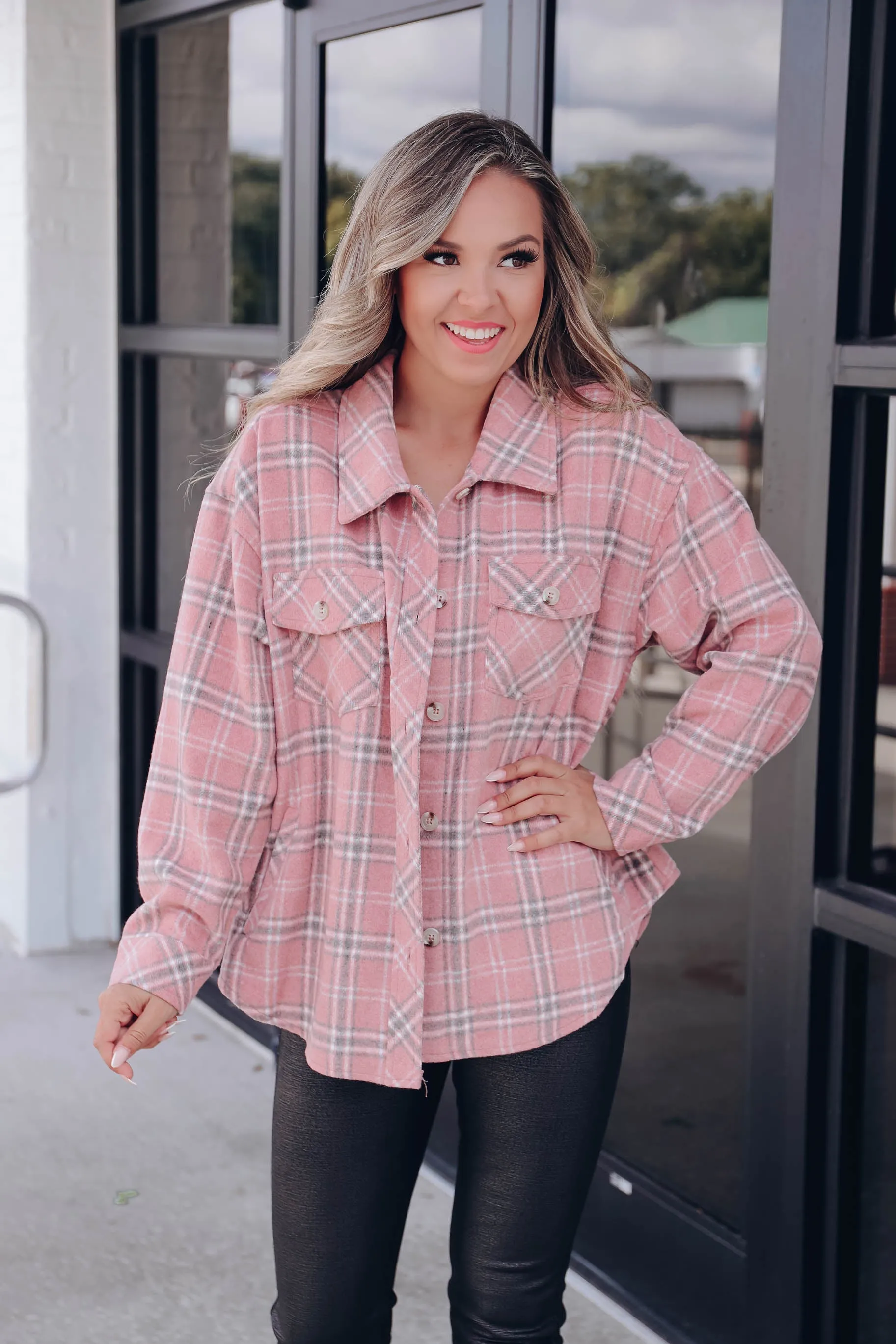 Color Me Pink Plaid Shacket - Final Sale