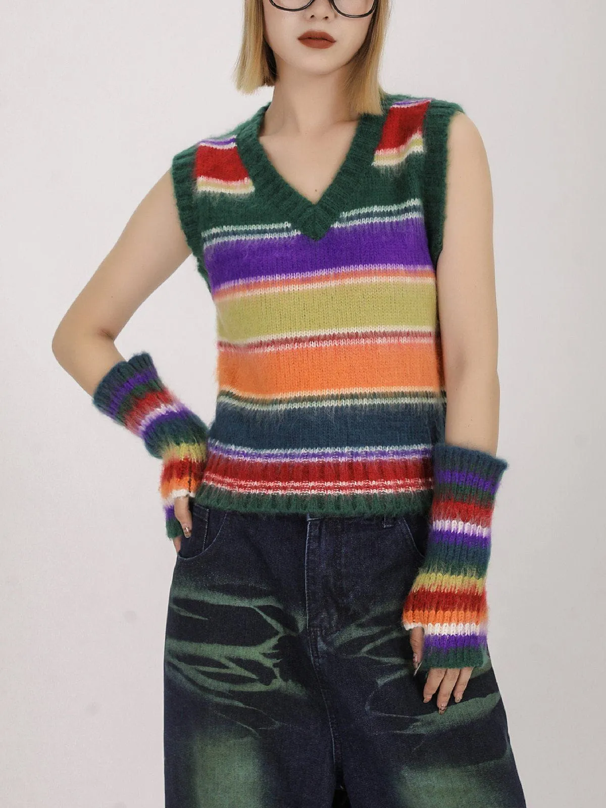 Colourful Stripe Sweater Vest