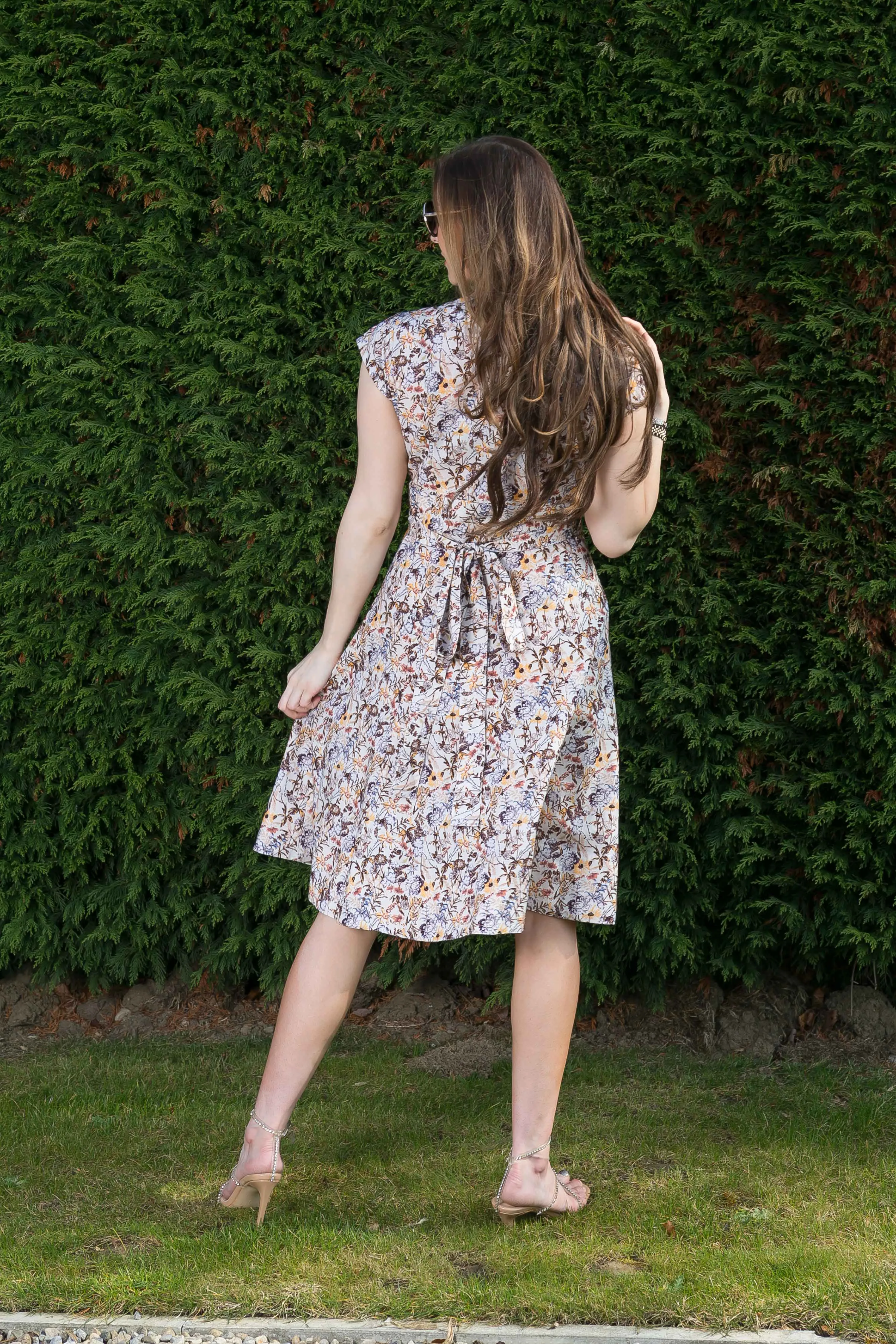 Cotton Dress Brown Floral Print