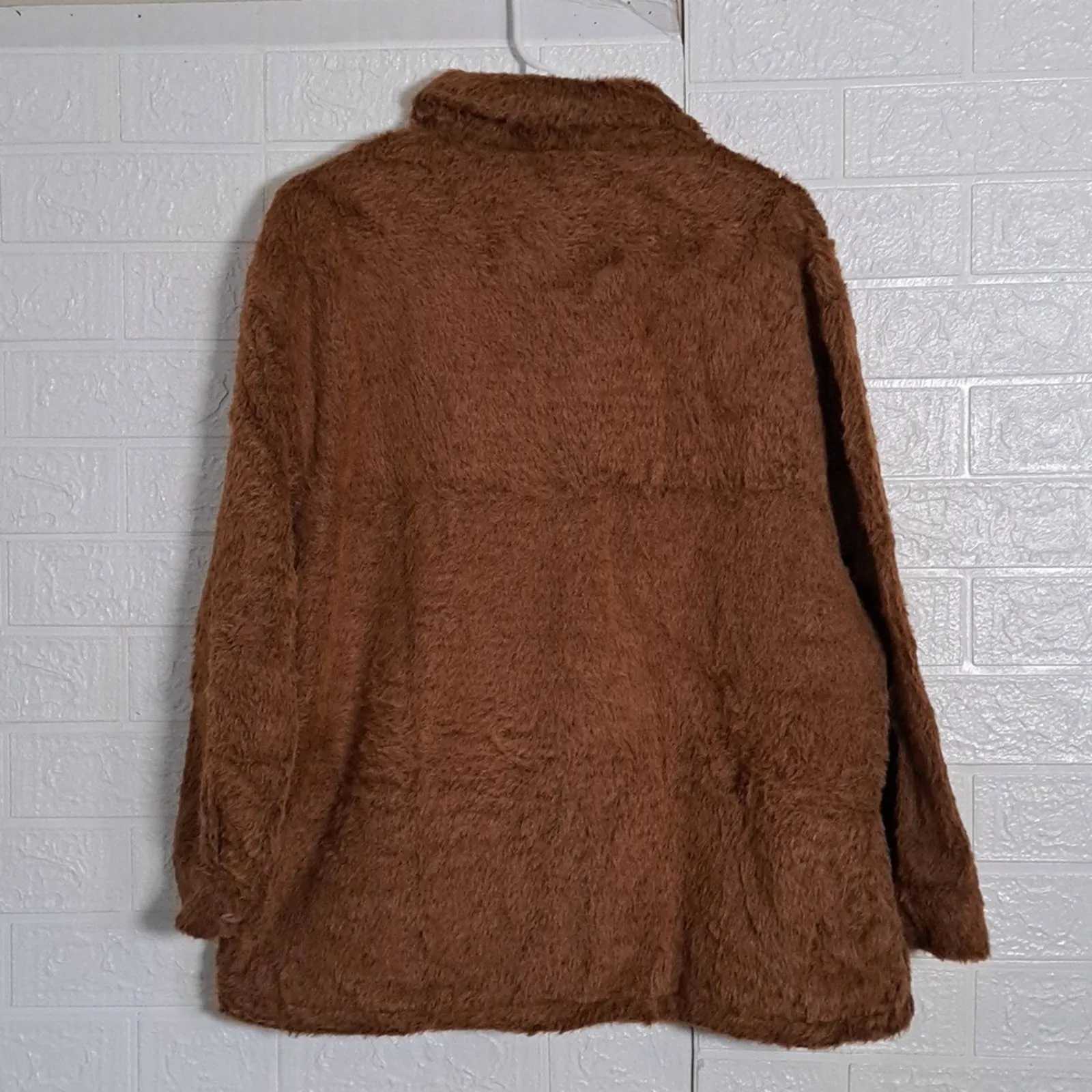 Cotton Emporium Fuzzy Front Pockets Shirt Jacket Shacket