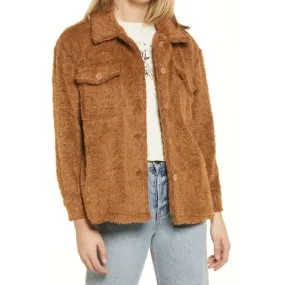 Cotton Emporium Fuzzy Front Pockets Shirt Jacket Shacket