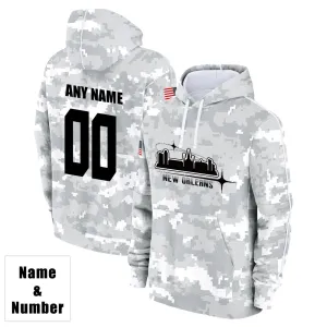 Custom Name & Number Hoodie New Orleans Saints 2024 Salute to Celebrities Club Fleece Pullover Hoodie City Silhouette Hoodie Unisex