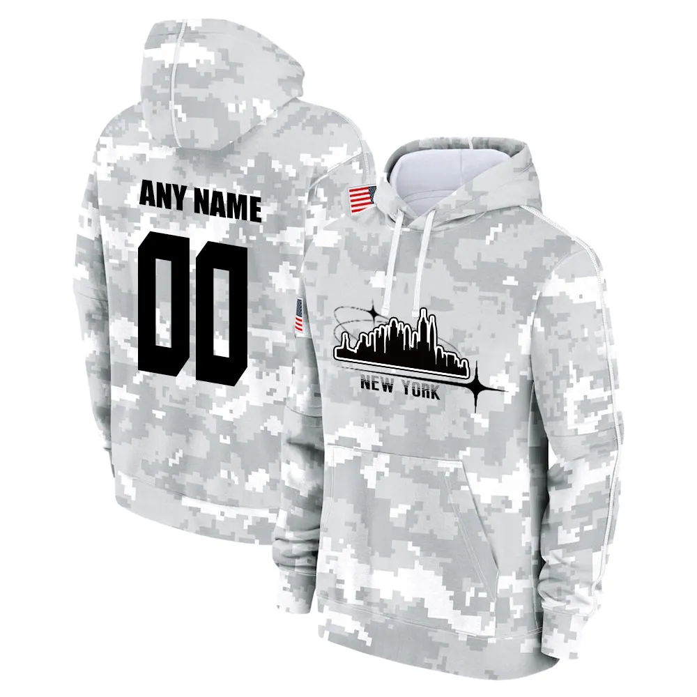 Custom Name & Number Hoodie New York Giants 2024 Salute to Celebrities Club Fleece Pullover Hoodie City Silhouette Hoodie Unisex