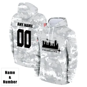 Custom Name & Number Hoodie Philadelphia Eagles 2024 Salute to Celebrities Club Fleece Pullover Hoodie City Silhouette Hoodie Unisex