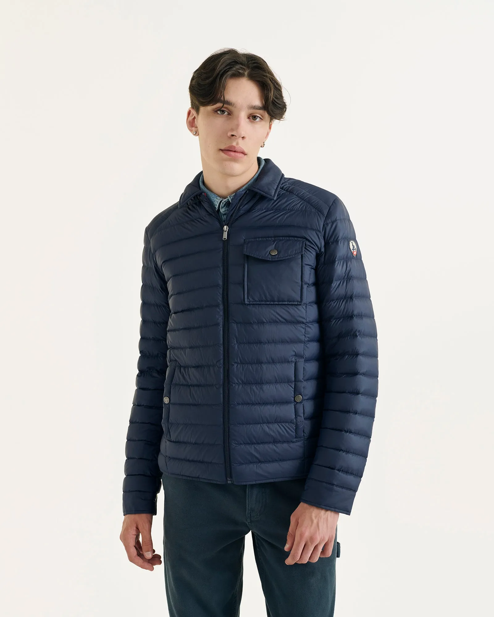 Dane lightweight shacket-style down jacket Navy