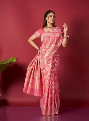 Dark Pink Saree in Linen