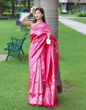 Dark Pink Saree in Pure KanjeevaramSilk