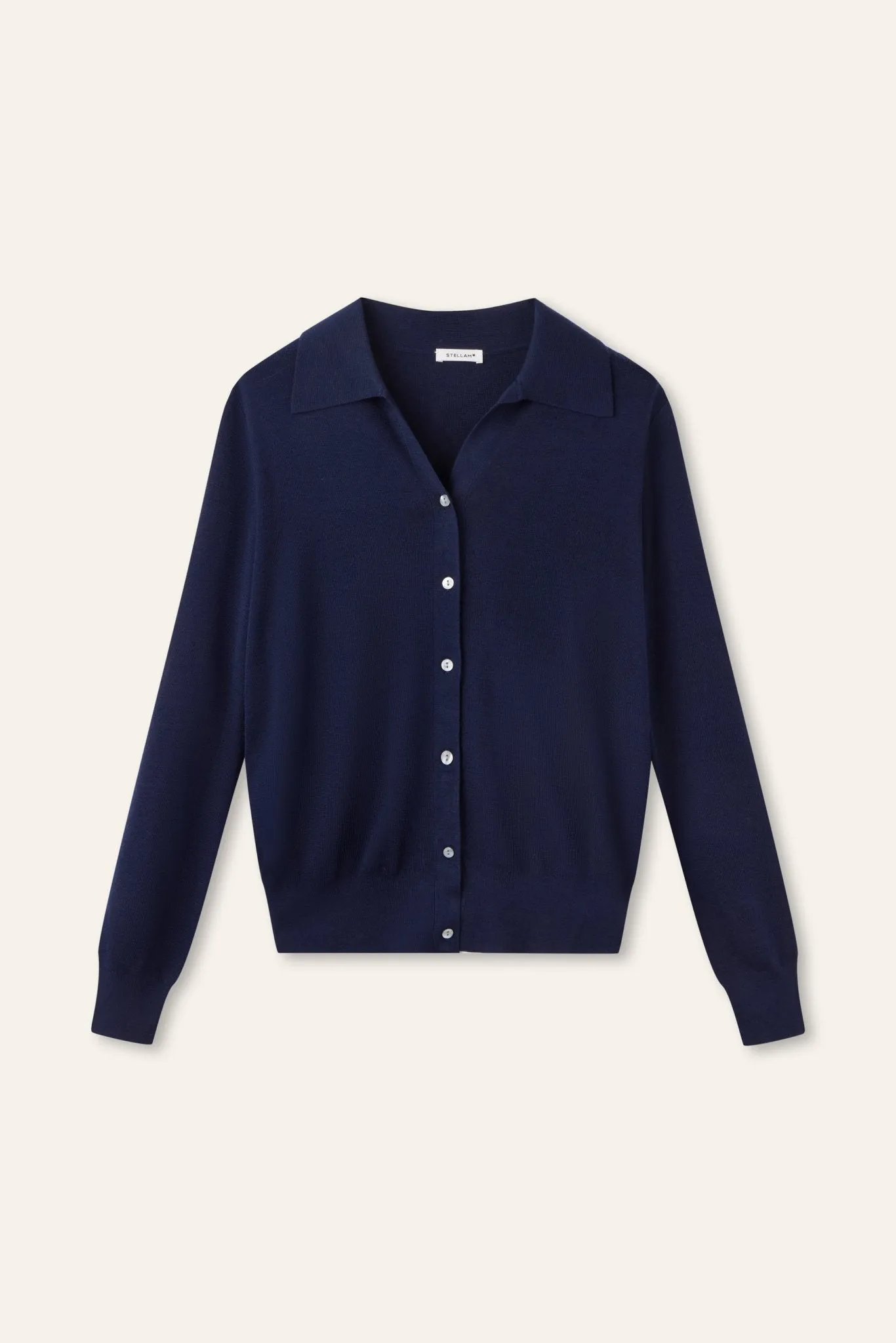 DELUXE silk-cashmere blended polo sweater (Navy)