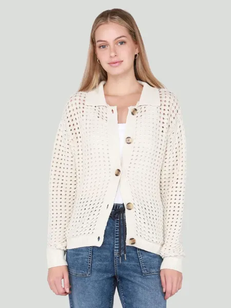 Dex Open Stitch Button Front Cardigan