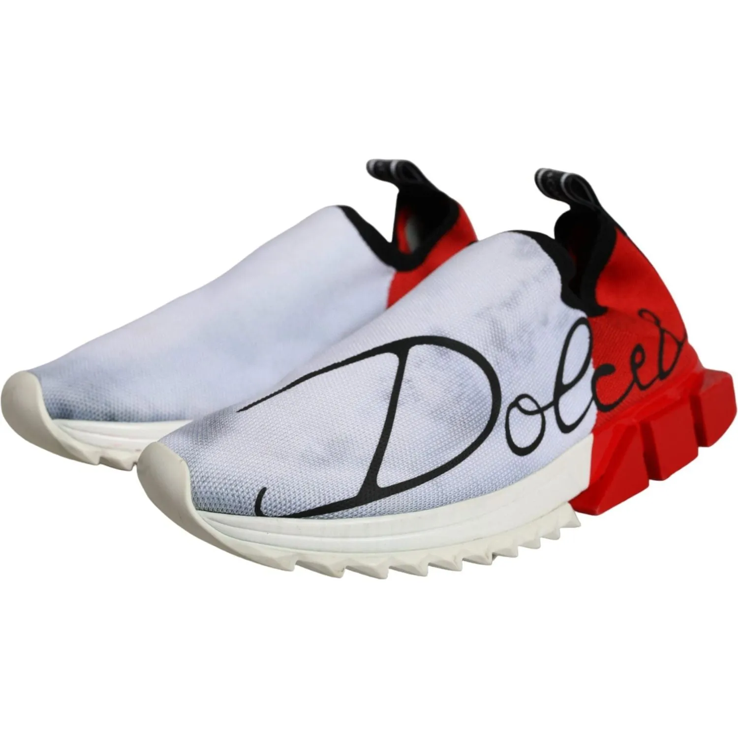 Dolce & Gabbana Red White Logo Sorrento Sneakers Shoes