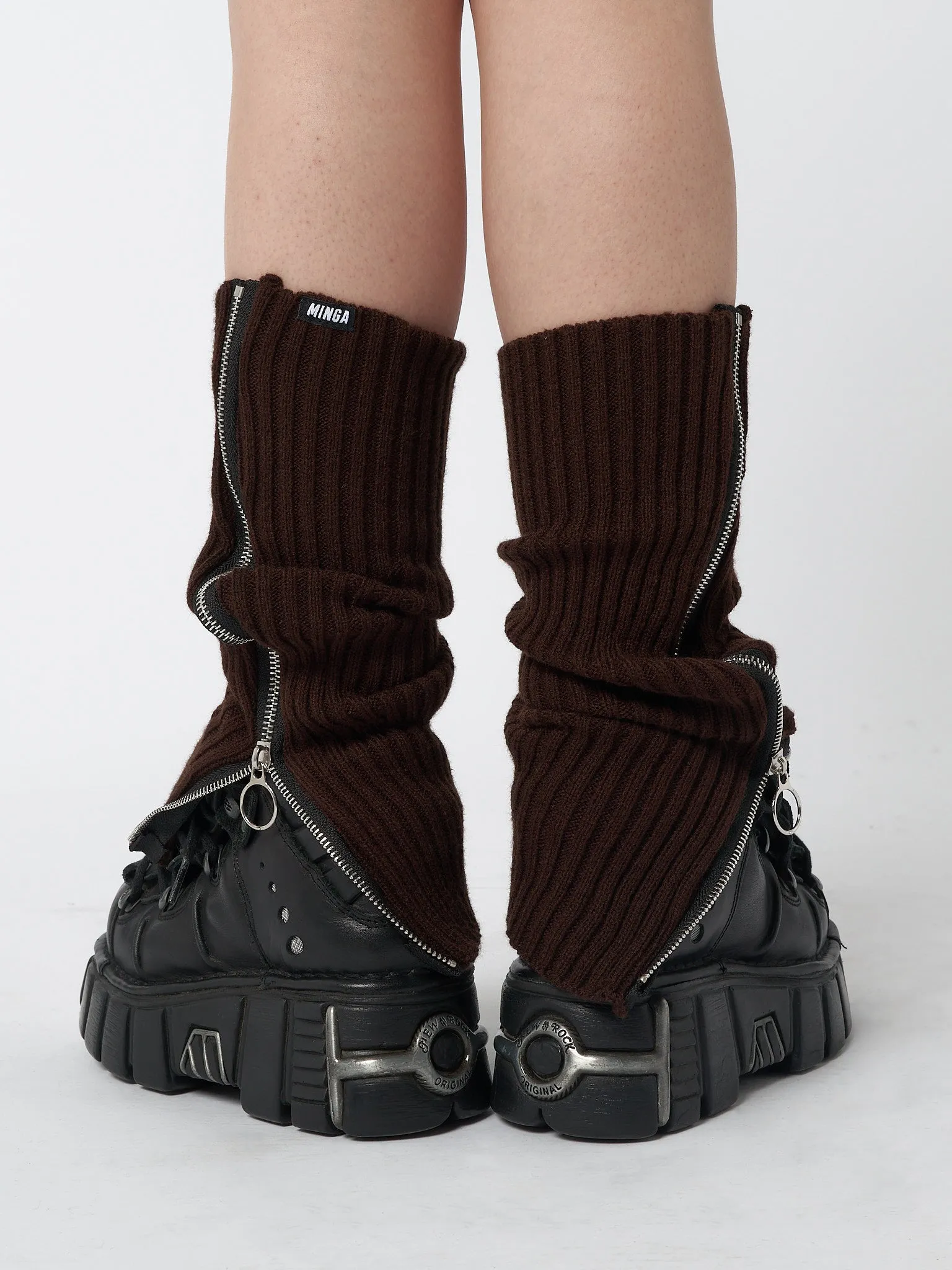 Downtown Brown Zip Up Leg Warmers