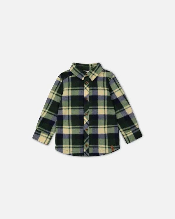 DPD Polar Fleece Shirt in Green Plaid