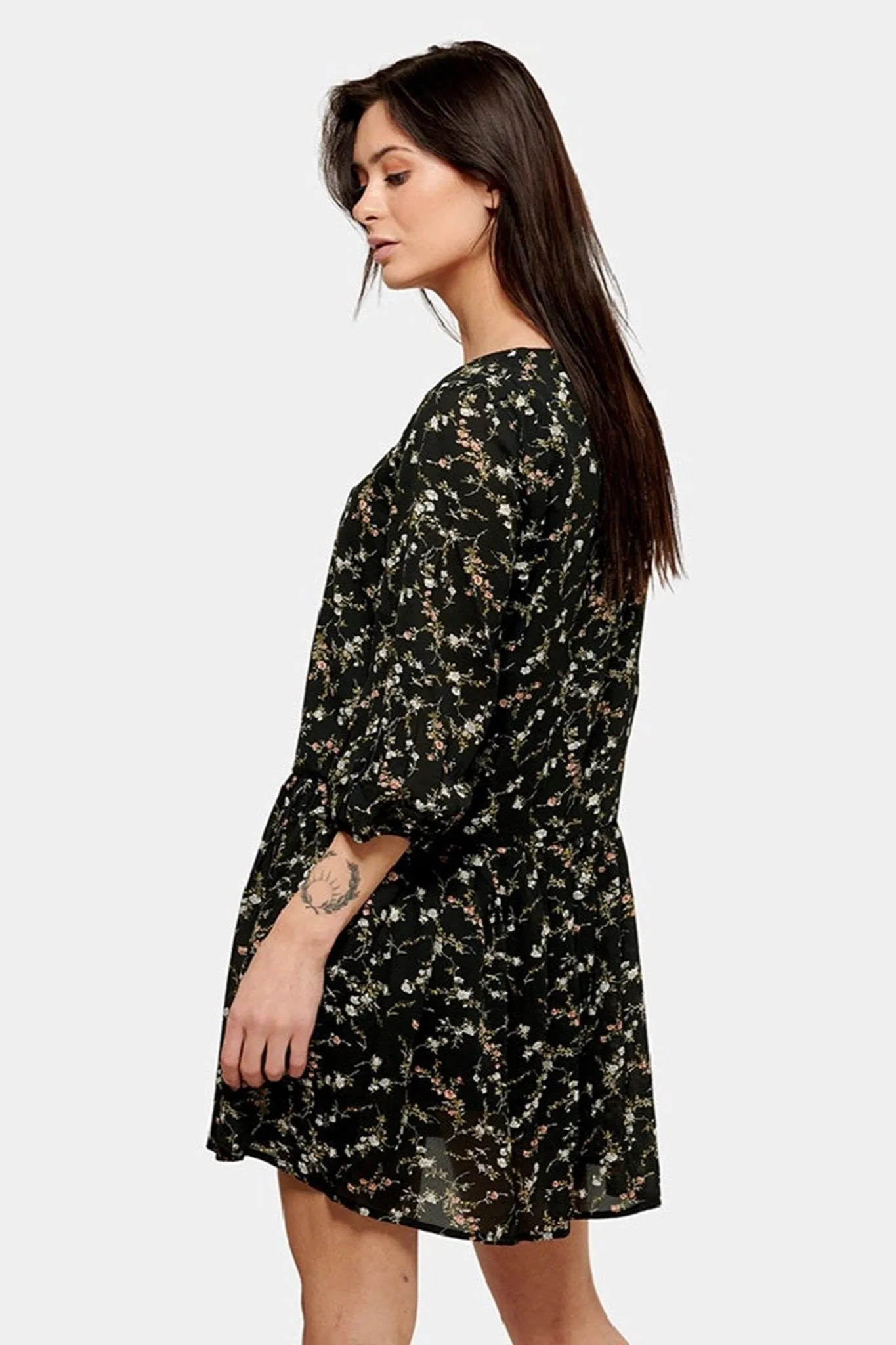 Ellen dress - Black-flowered