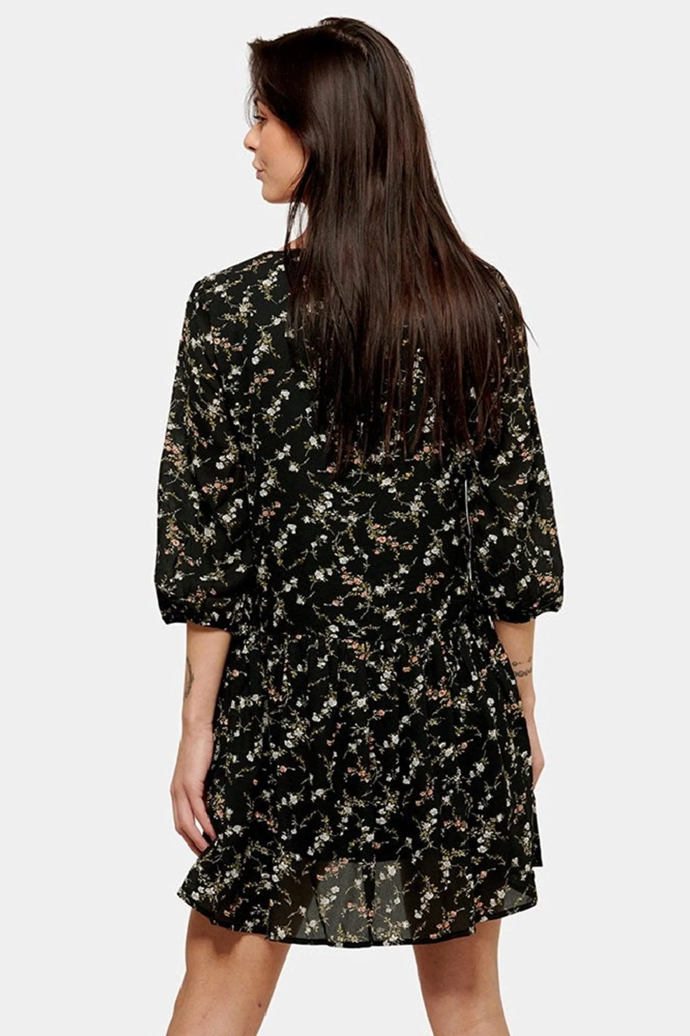 Ellen dress - Black-flowered