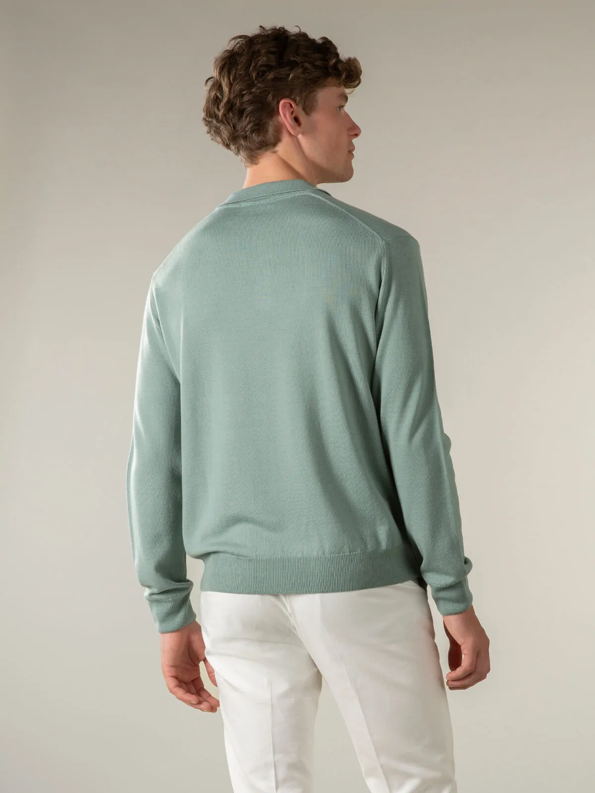 Extrafine Merino Polo Light Green