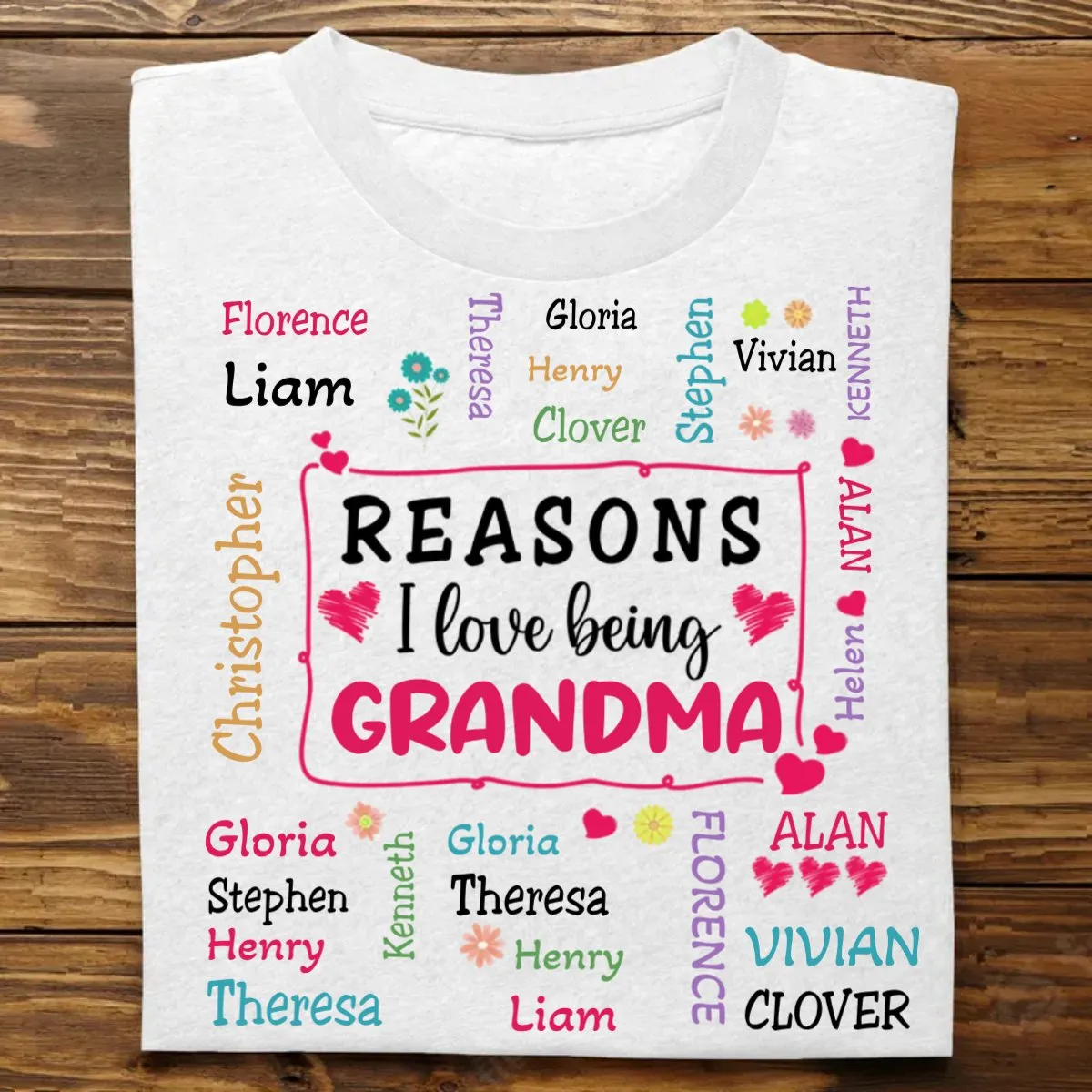 Family - Reasons I Love Being Grandma - Personalized Unisex T-shirt, Hoodie, Sweatshirt