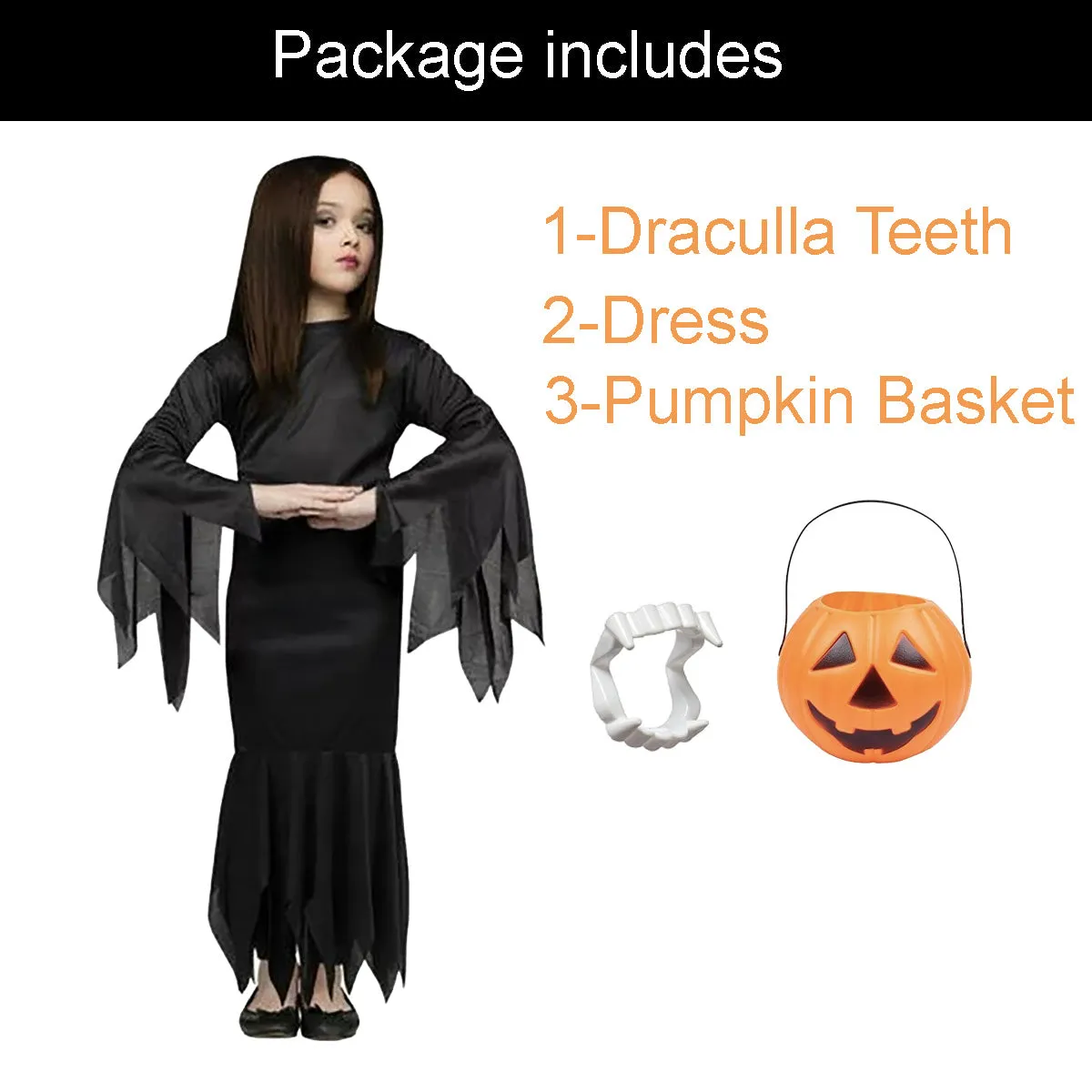 FancyDressWale halloween dress for Girls and Boys pumpkin witch ghost theme costume party Black Witch