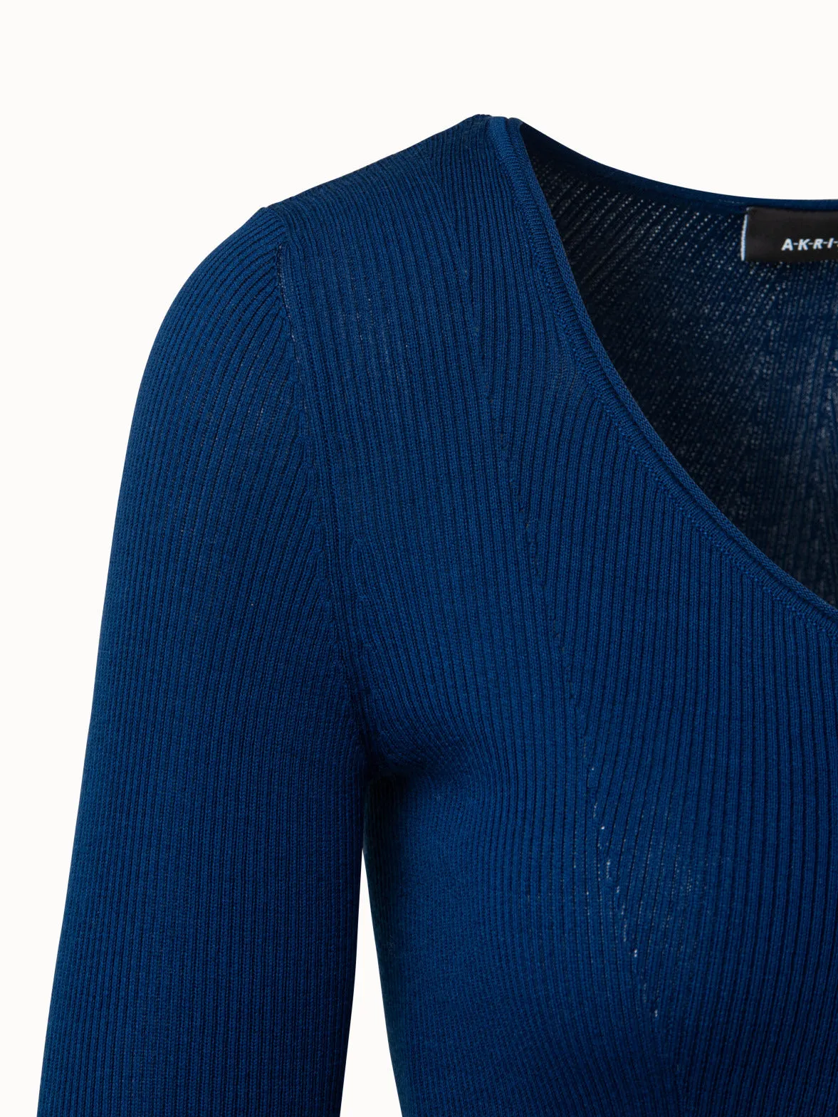 Fitted Ribbed Sea Island Cotton V-Neck Sweater