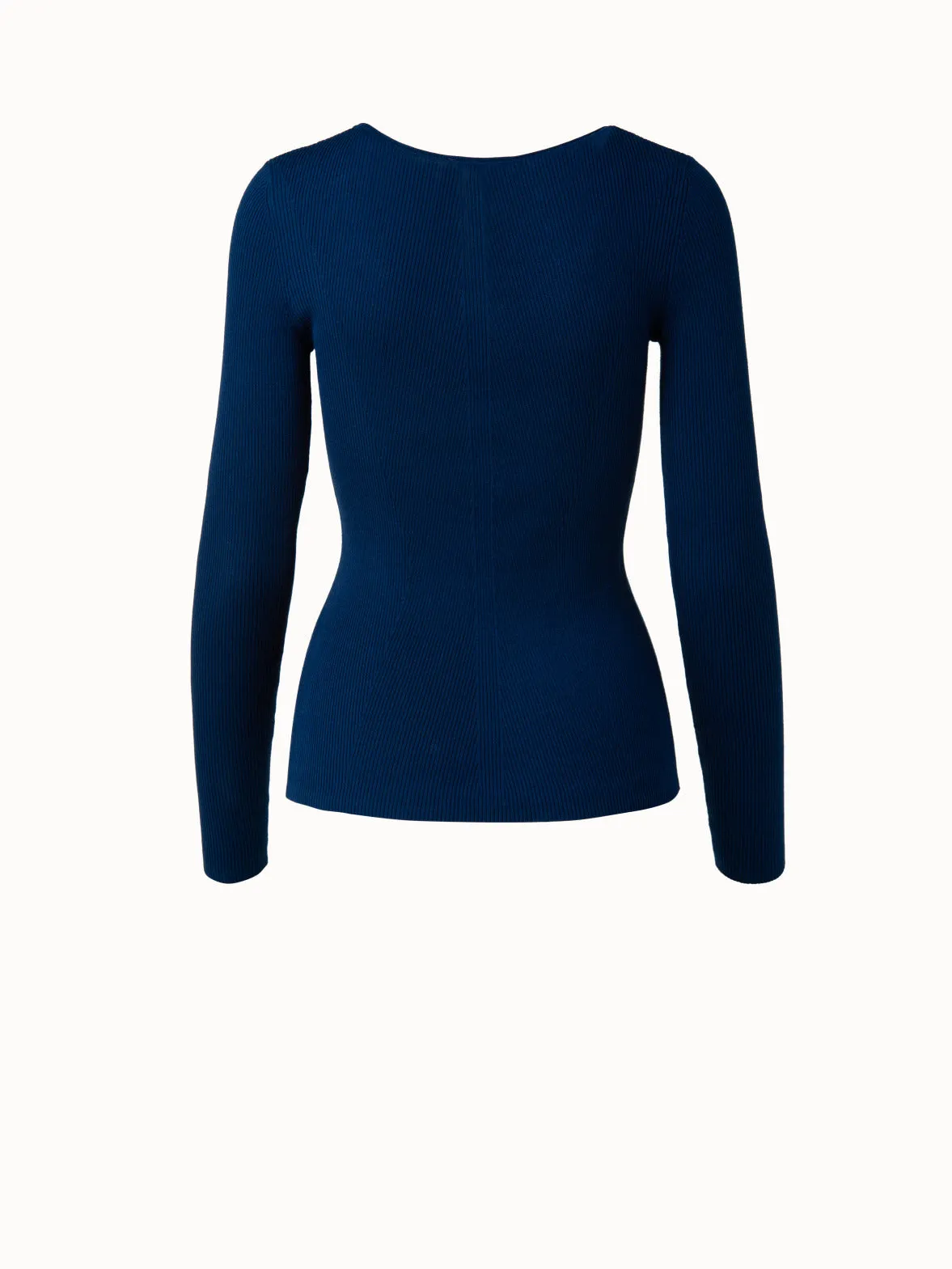 Fitted Ribbed Sea Island Cotton V-Neck Sweater