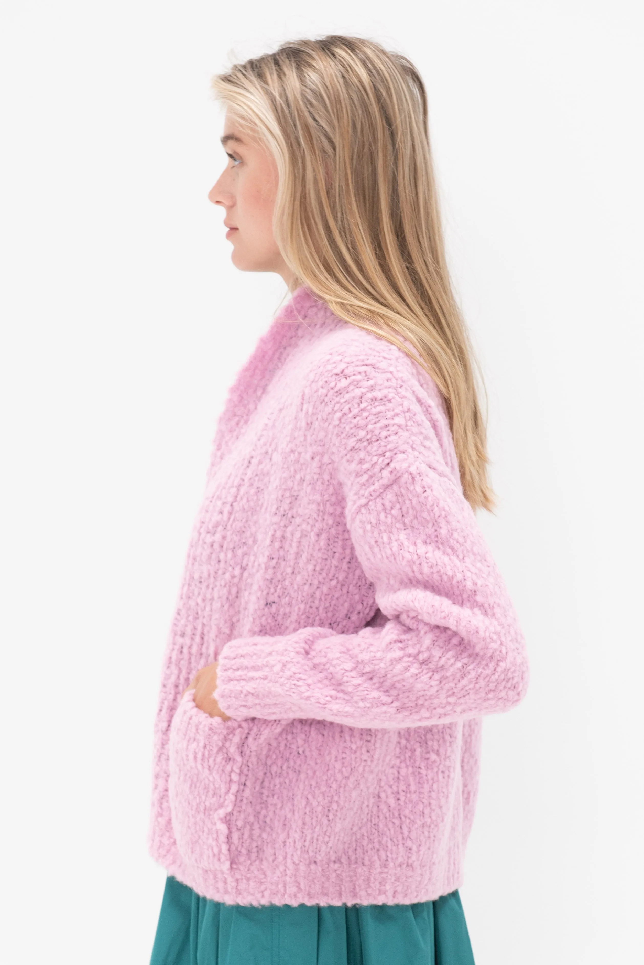 Fluffy Wick-Yarn Cardigan, Fairy Floss