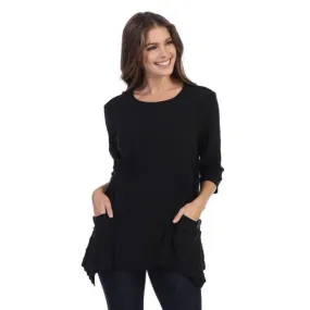 Focus Patch-Pocket Ribbed Tunic in Black - CS-330-BLK