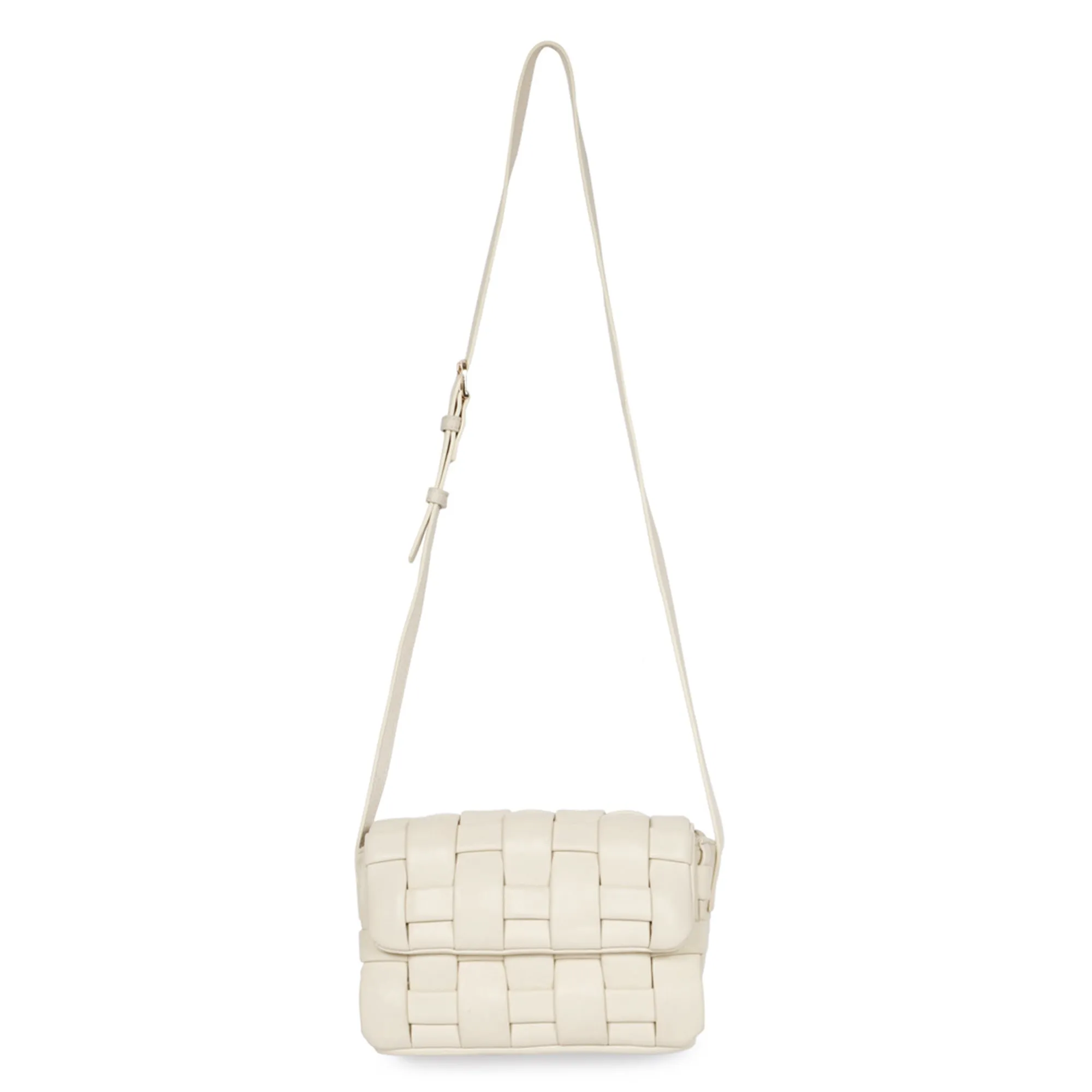 Giada Cream Woven Leather Cross Body Sling Bags