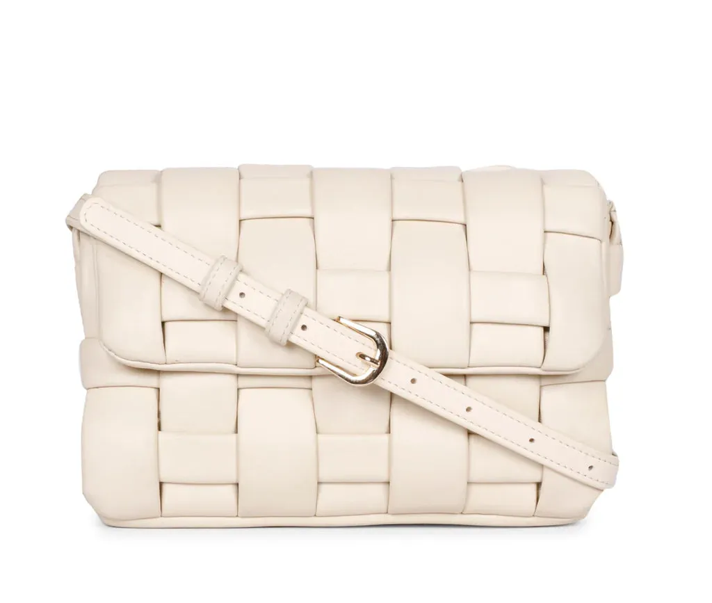 Giada Cream Woven Leather Cross Body Sling Bags