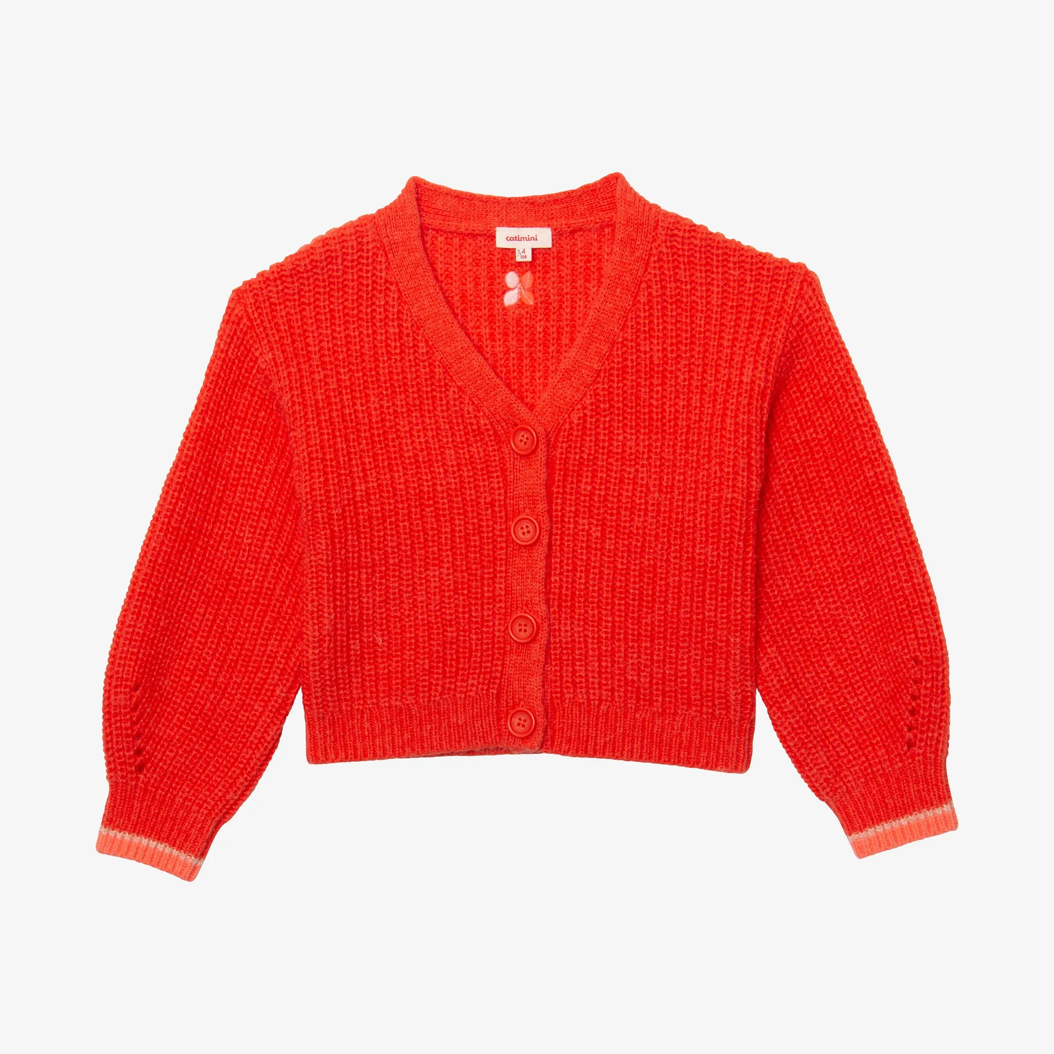 Girl's fluffy orange cardigan