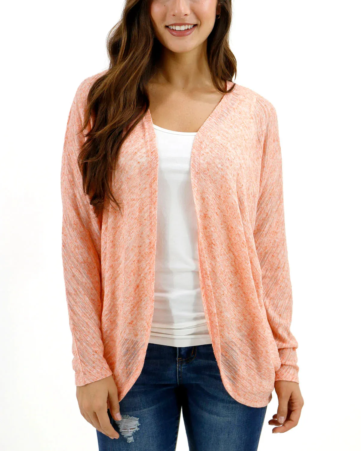 Grace and Lace Airy Cocoon Slub Cardi - Dreamsicle