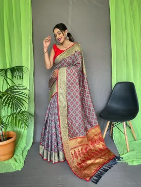 Grey Saree in Patola Silk