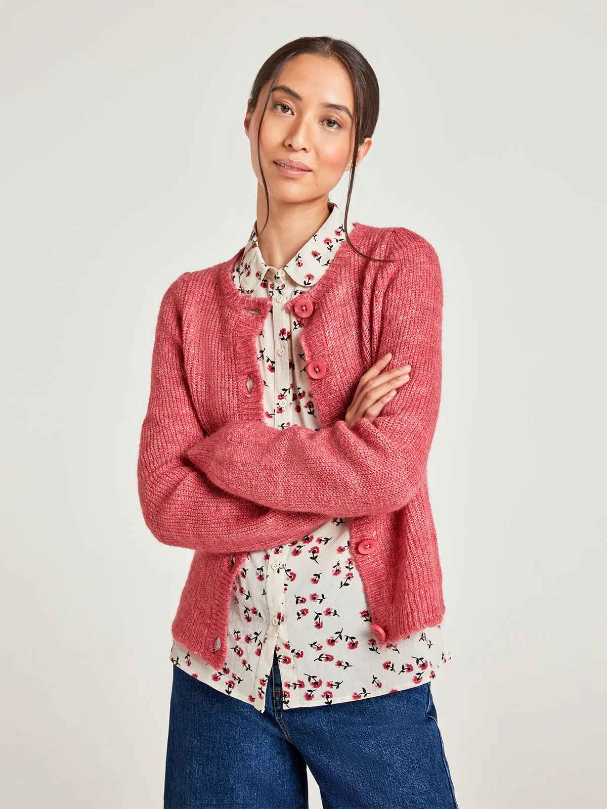 Harlow Mercerised Wool Cardigan - Raspberry Pink