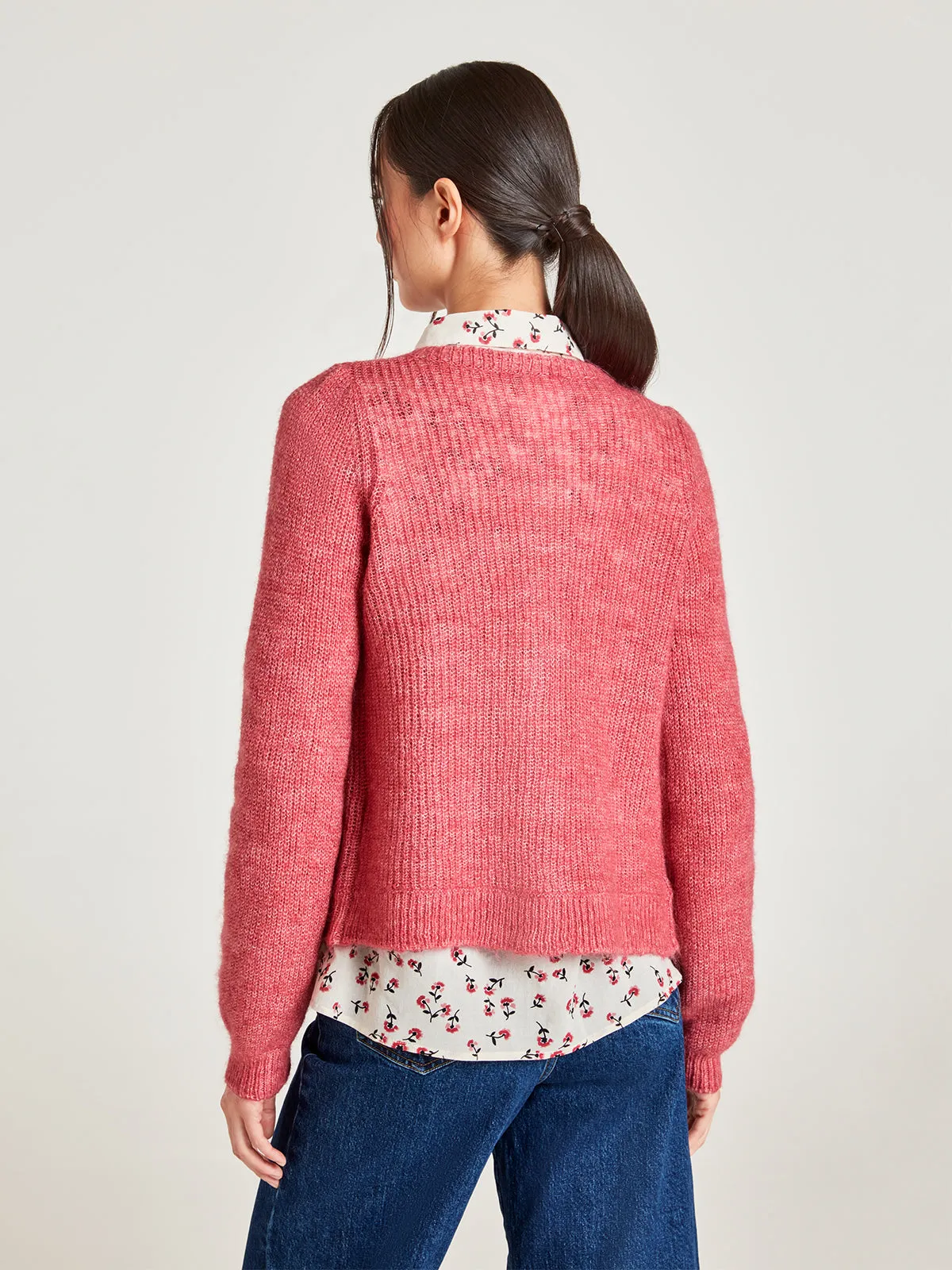 Harlow Mercerised Wool Cardigan - Raspberry Pink