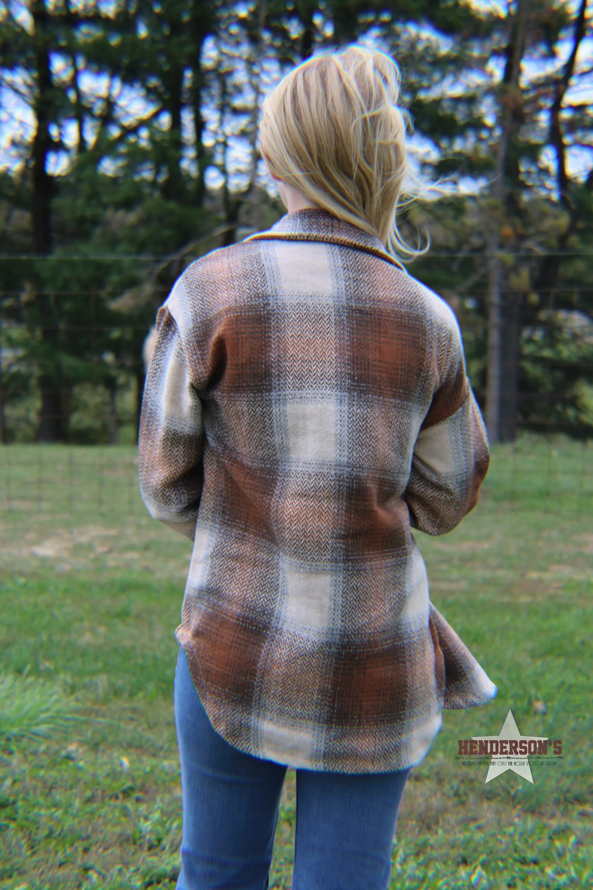 Herringbone Shacket by Roper ~ Brown