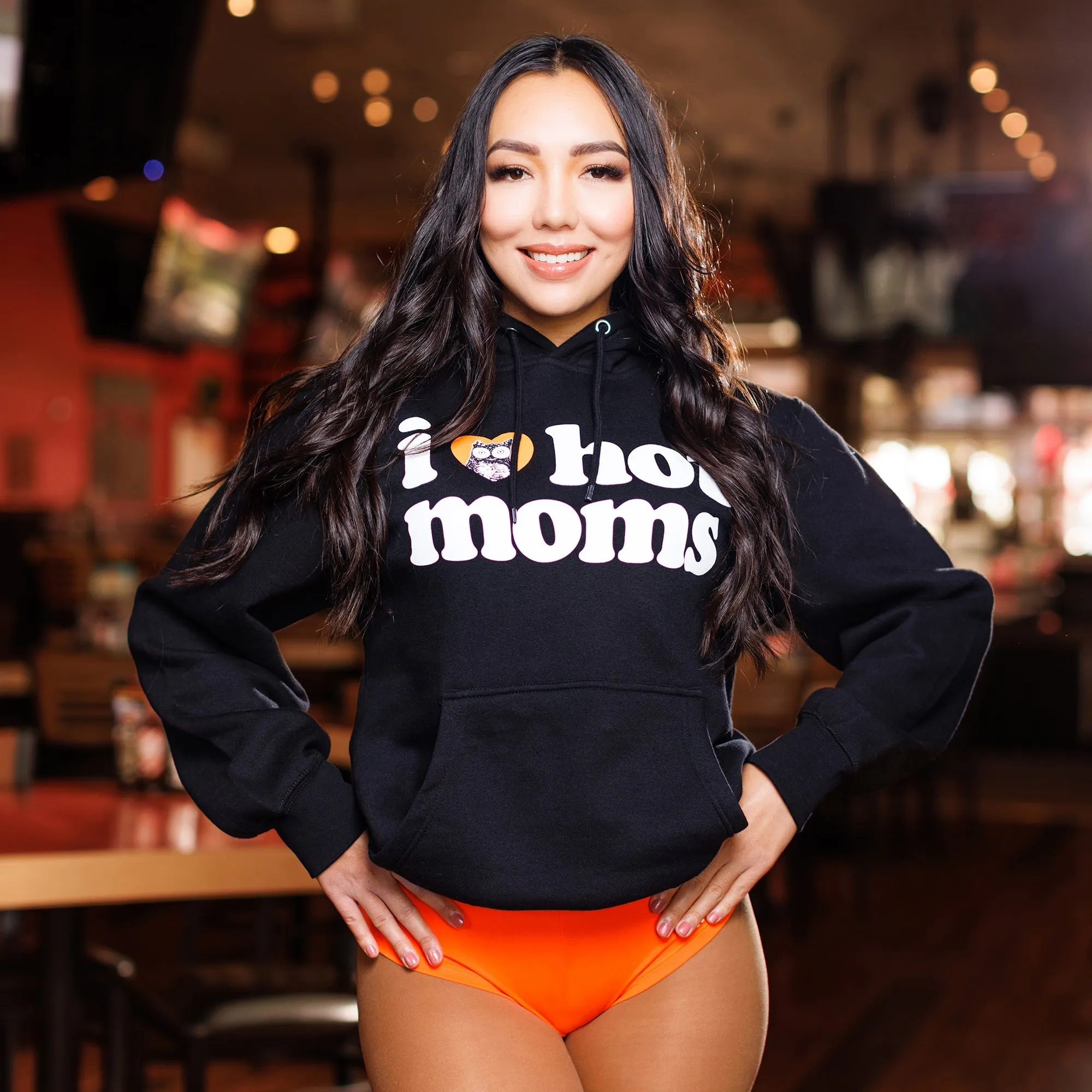 I Heart Hot Moms x Hooters Black Hoodie