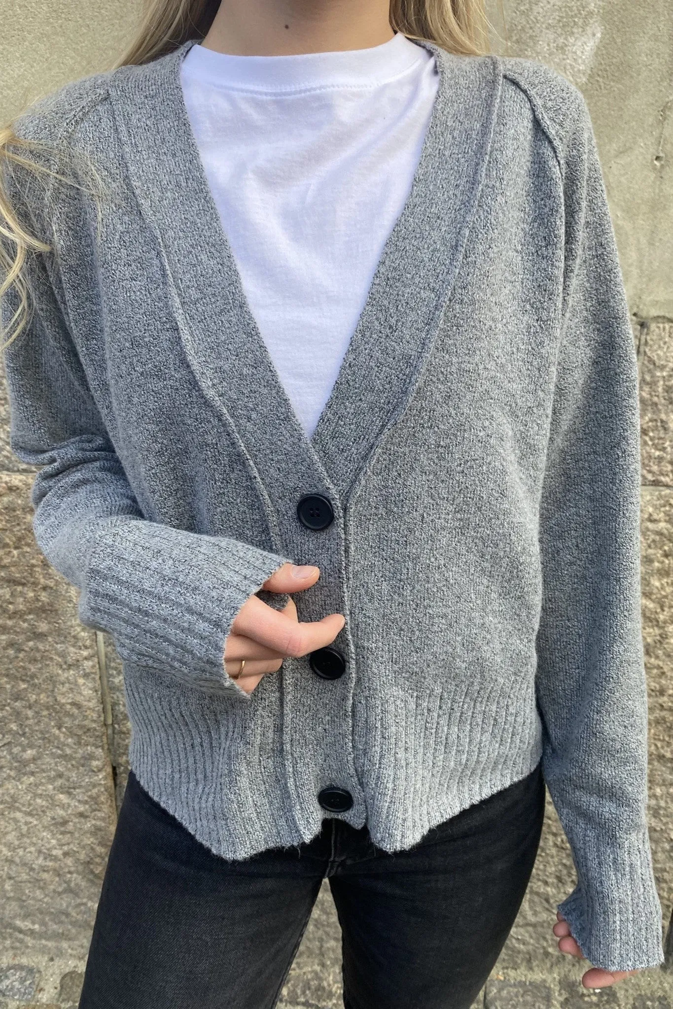 Ian Long Sleeve Cardigan - Medium Grey