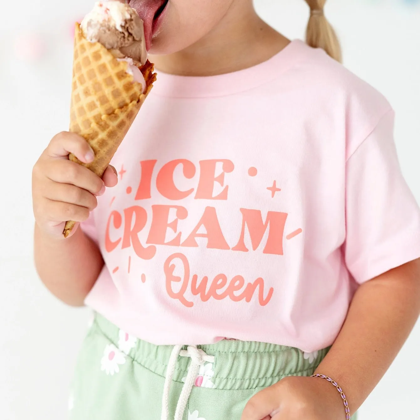 Ice Cream Queen Girls Shirt  -  Pink