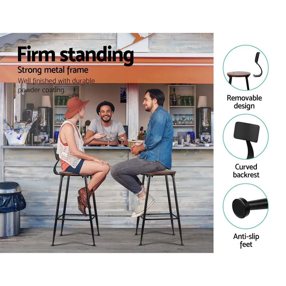 Industrial Pinewood Seat Bar Stools Set of 4 - Artiss