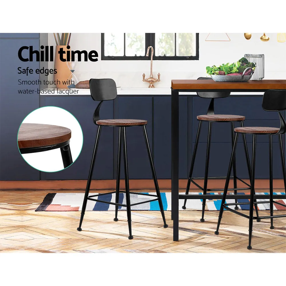 Industrial Pinewood Seat Bar Stools Set of 4 - Artiss