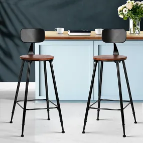 Industrial Pinewood Seat Bar Stools Set of 4 - Artiss