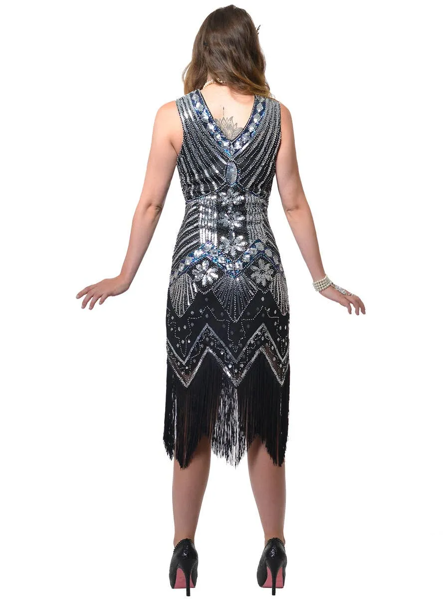 Iridescent Black 1920s Deluxe Womens Plus Size Gatsby Costume