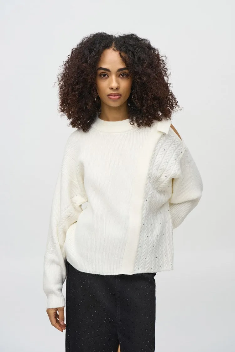 Joseph Ribkoff Sweater Knit Pullover With Open-Shoulder 244937