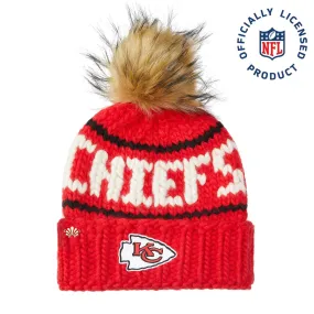 KANSAS CITY CHIEFS LELE SADOUGHI X NFL RED BEANIE FAUX FUR POM